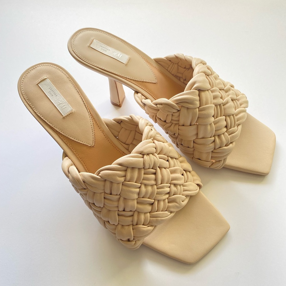 H&M Woven Leather Sandal Heels size 41
